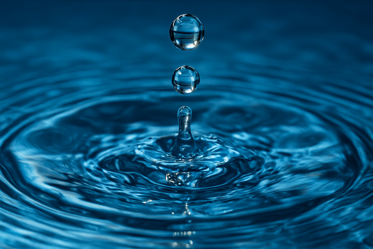 Wassertropfen aus der nähe, welche gerade ins Wasser einfließt.